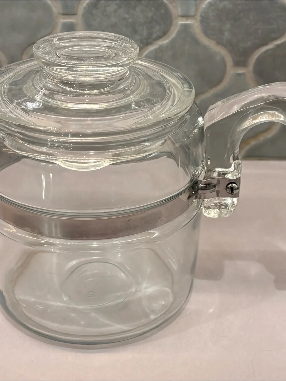 Vintage Pyrex 4-Cup Glass Coffee Carafe Replacement Stainless Band 7754